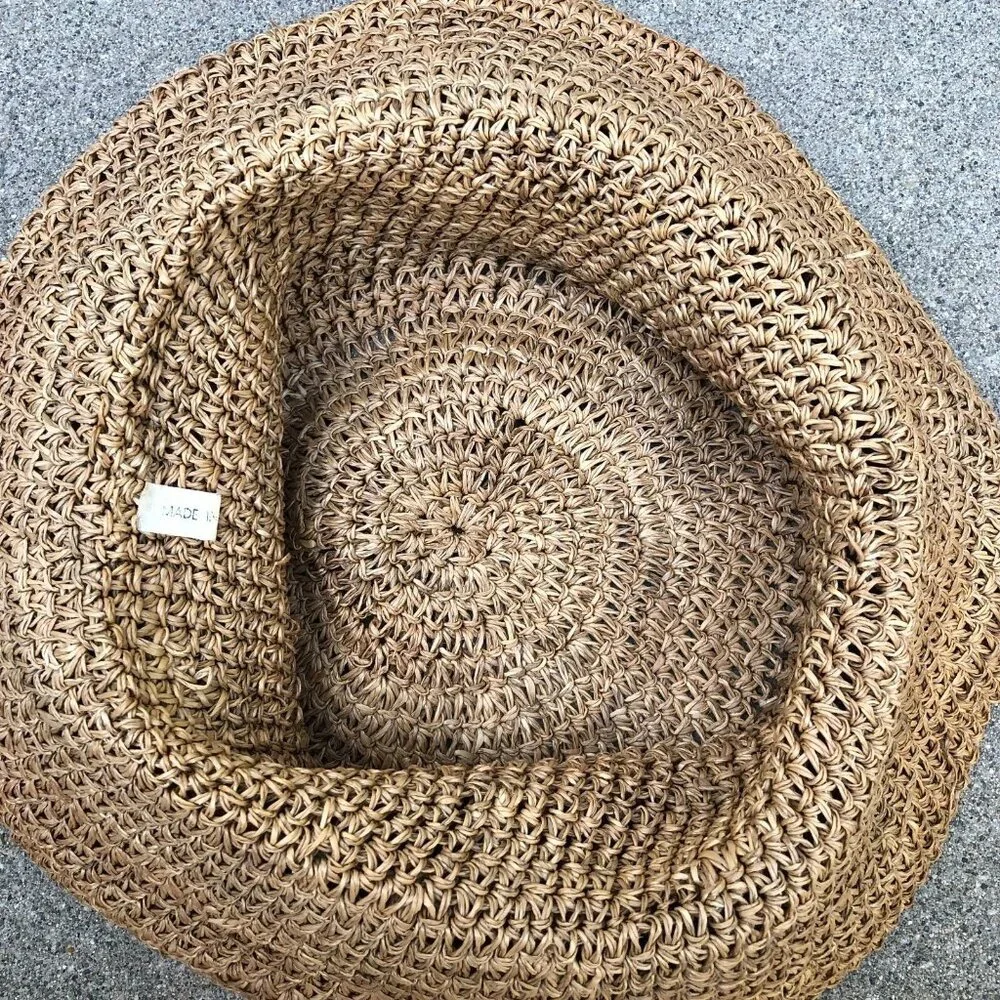 Women's Bucket Fedora Hat Crochet Woven Cap One Size Brown​